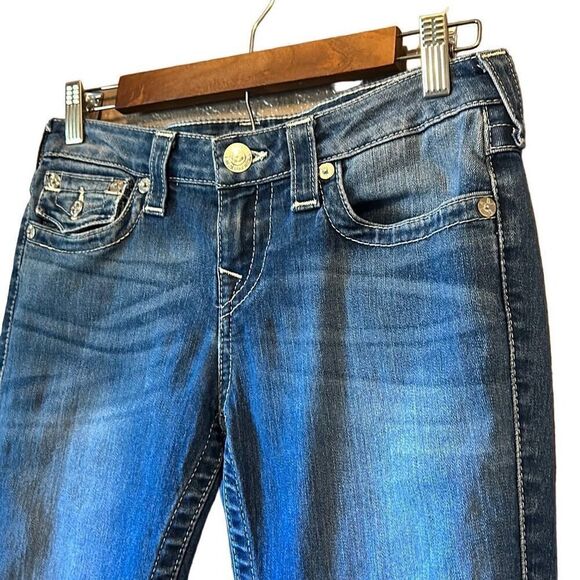 True Religion World Tour Capri Jeans Blue Denim Womens Size 28 - Picture 7 of 9